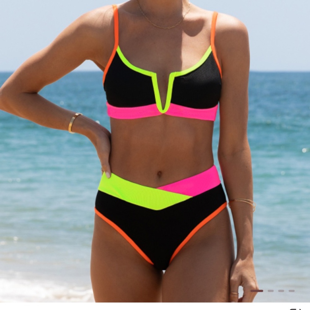 Popvil Black color block swim suit